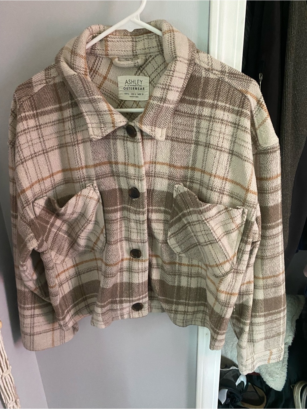Ashley By 26 International Plaid Shacket in Beige, Brown and Cream